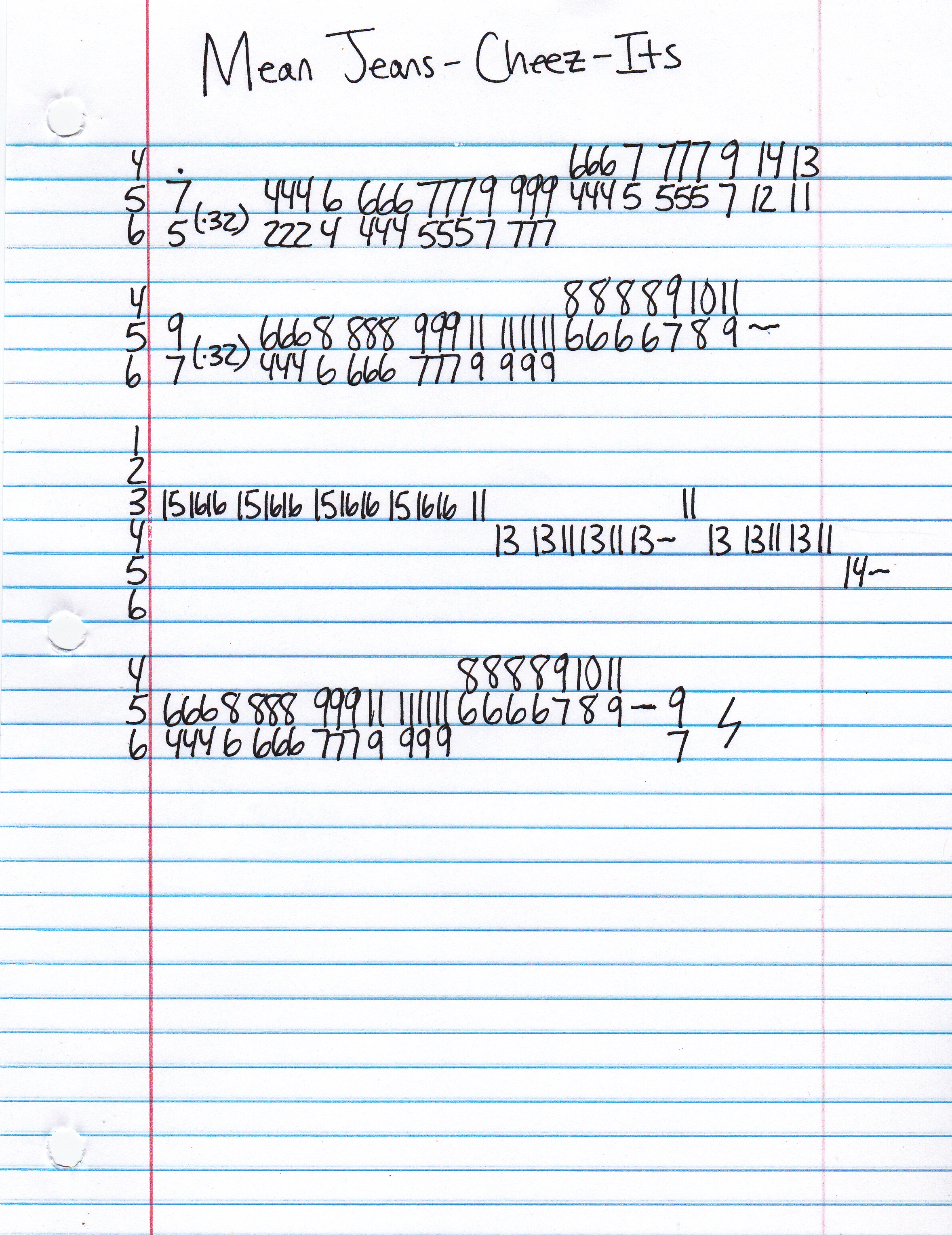 High quality guitar tab for Cheez-Its by Mean Jeans off of the album Jingles. ***Complete and accurate guitar tab!***